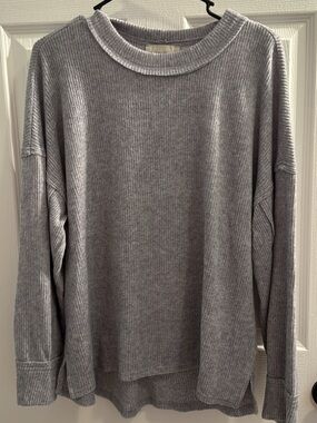 Zenana Gray Ribbed Long-Sleeve Women's Sweater NWOT